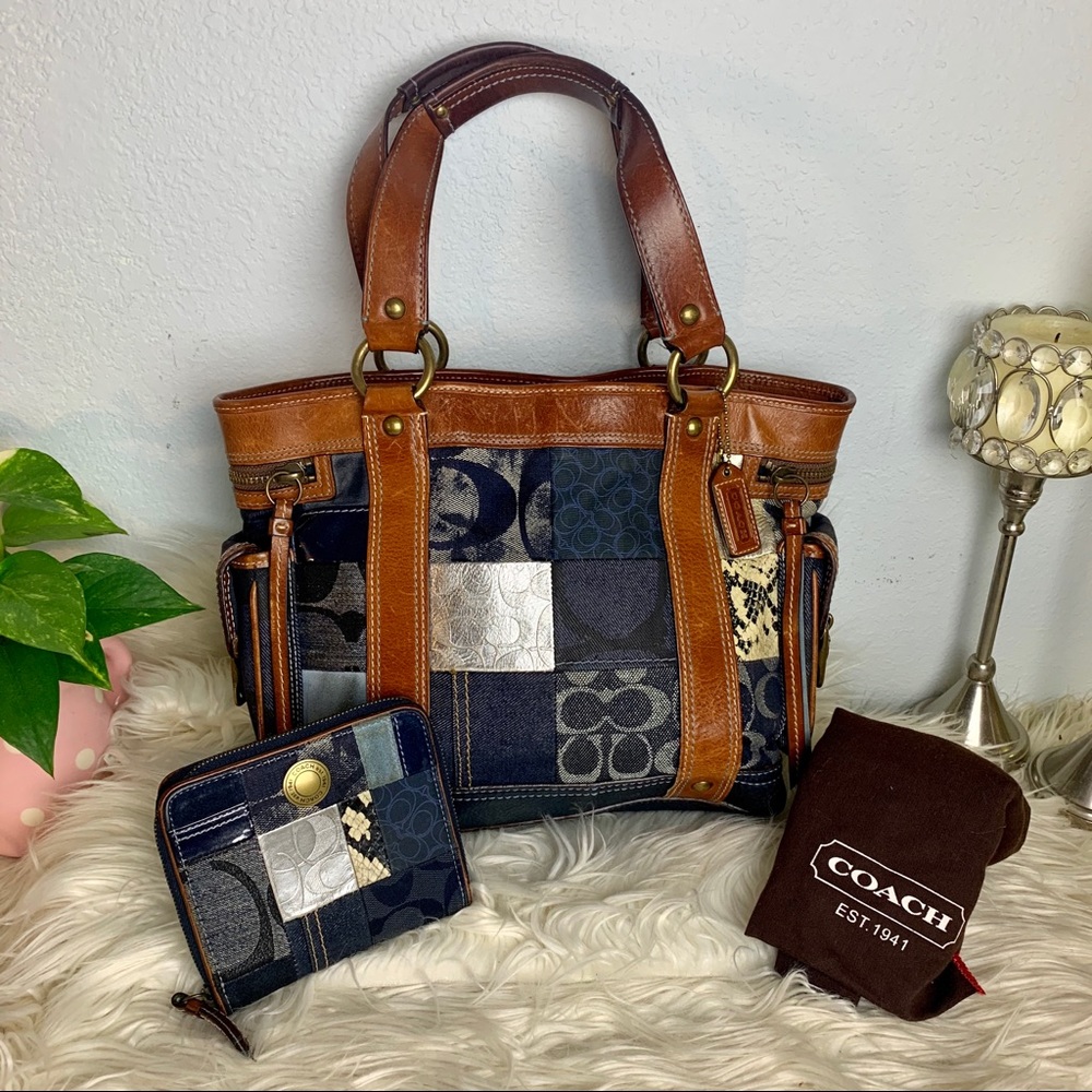 SOLD! Vtg COACH Leather Rare Patchwork handbag - Picture 1 of 8
